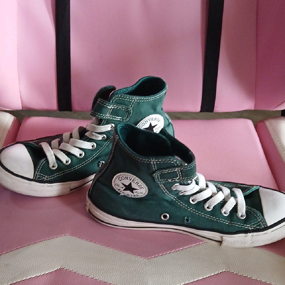 Converse Kids Dark Green High-Top Sneakers with White Accents
